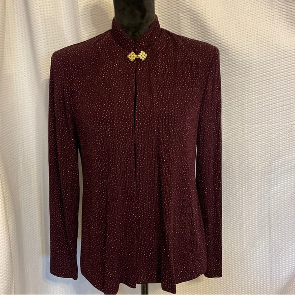 R&M Richards Deep Plum Glitter Jacket Size 10 - Picture 1 of 6